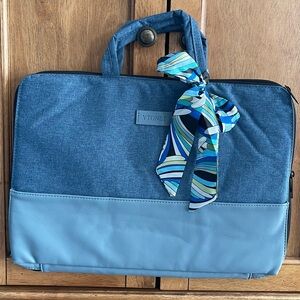 NEW 15.6” Cute Blue Laptop Bag With Ribbon